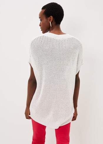 Phase Eight Lizzia V-Neck Stitch Knitwear White Australia | XP4790125